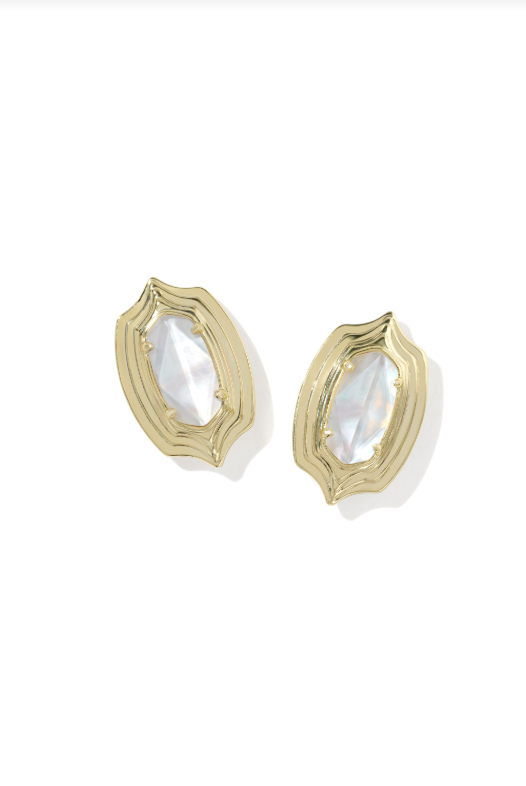Kendra Scott: Ellie Gold Stud Earrings-Ivory-7- Jewelry-Kendra Scott Design-Usher & Co - Women's Boutique Located in Atoka, OK and Durant, OK