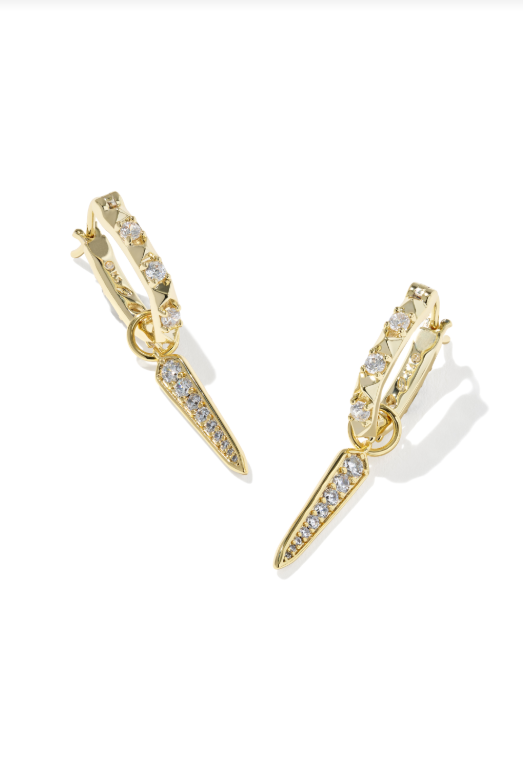 Kendra Scott: Fate Charm Gold Huggie Earrings-White CZ-7- Jewelry-Kendra Scott Design-Usher & Co - Women's Boutique Located in Atoka, OK and Durant, OK
