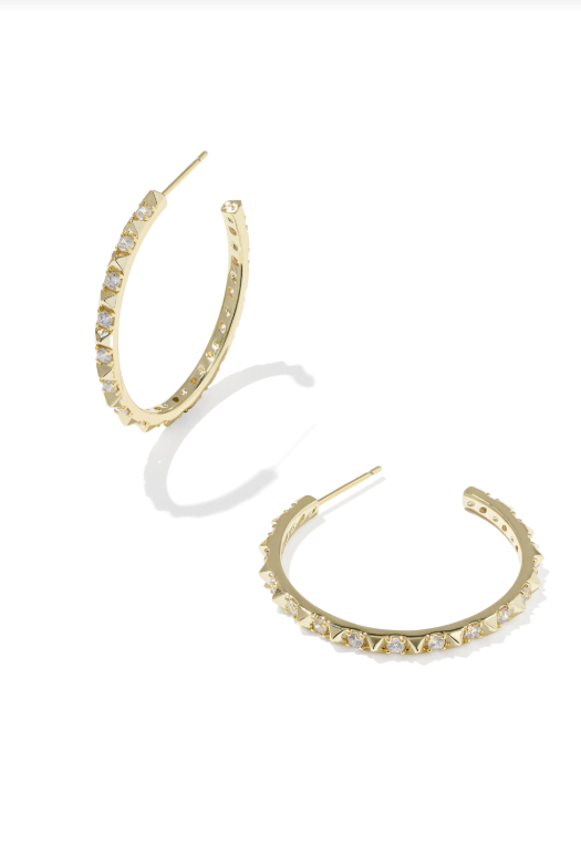 Kendra Scott: Gold Fate Hoop Earrings-White CZ-7- Jewelry-Kendra Scott-Usher & Co - Women's Boutique Located in Atoka, OK and Durant, OK