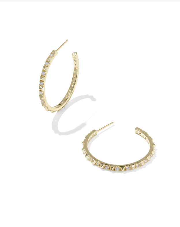 Kendra Scott: Gold Fate Hoop Earrings-White CZ-7- Jewelry-Kendra Scott Design-Usher & Co - Women's Boutique Located in Atoka, OK and Durant, OK