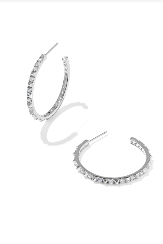 Kendra Scott: Silver Fate Hoop Earrings-White CZ-7- Jewelry-Kendra Scott-Usher & Co - Women's Boutique Located in Atoka, OK and Durant, OK