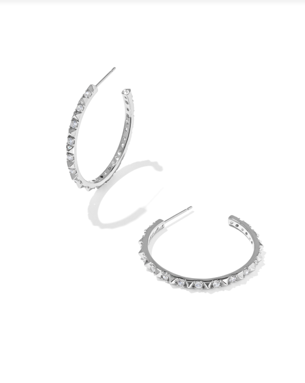 Kendra Scott: Silver Fate Hoop Earrings-White CZ-7- Jewelry-Kendra Scott Design-Usher & Co - Women's Boutique Located in Atoka, OK and Durant, OK