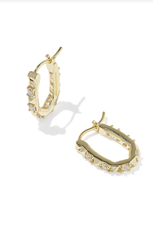Kendra Scott: Gold Fate Huggie Earrings-White CZ-7- Jewelry-Kendra Scott-Usher & Co - Women's Boutique Located in Atoka, OK and Durant, OK
