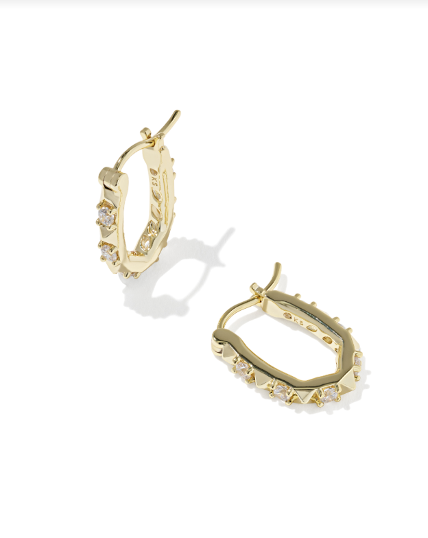 Kendra Scott: Gold Fate Huggie Earrings-White CZ-7- Jewelry-Kendra Scott Design-Usher & Co - Women's Boutique Located in Atoka, OK and Durant, OK