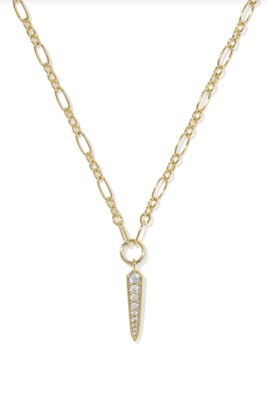 Kendra Scott: Gold Fate Pendant Necklace-White CZ-7- Jewelry-Kendra Scott-Usher & Co - Women's Boutique Located in Atoka, OK and Durant, OK