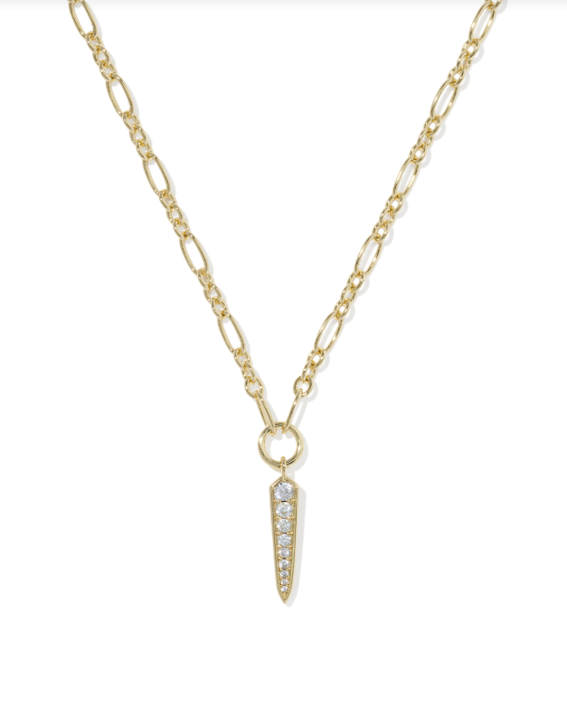 Kendra Scott: Gold Fate Pendant Necklace-White CZ-7- Jewelry-Kendra Scott Design-Usher & Co - Women's Boutique Located in Atoka, OK and Durant, OK