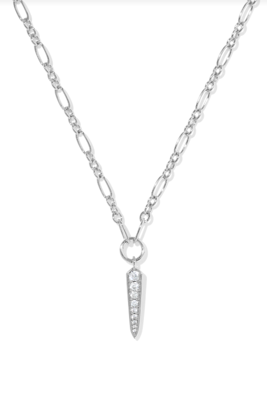 Kendra Scott: Silver Fate Pendant Short Necklace-White CZ-7- Jewelry-Kendra Scott-Usher & Co - Women's Boutique Located in Atoka, OK and Durant, OK