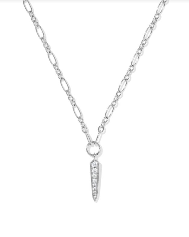 Kendra Scott: Silver Fate Pendant Short Necklace-White CZ-7- Jewelry-Kendra Scott Design-Usher & Co - Women's Boutique Located in Atoka, OK and Durant, OK