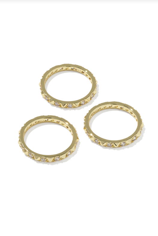 Kendra Scott: Gold Fate Sz 6 Ring Set of 3-White CZ-7- Jewelry-Kendra Scott Design-Usher & Co - Women's Boutique Located in Atoka, OK and Durant, OK