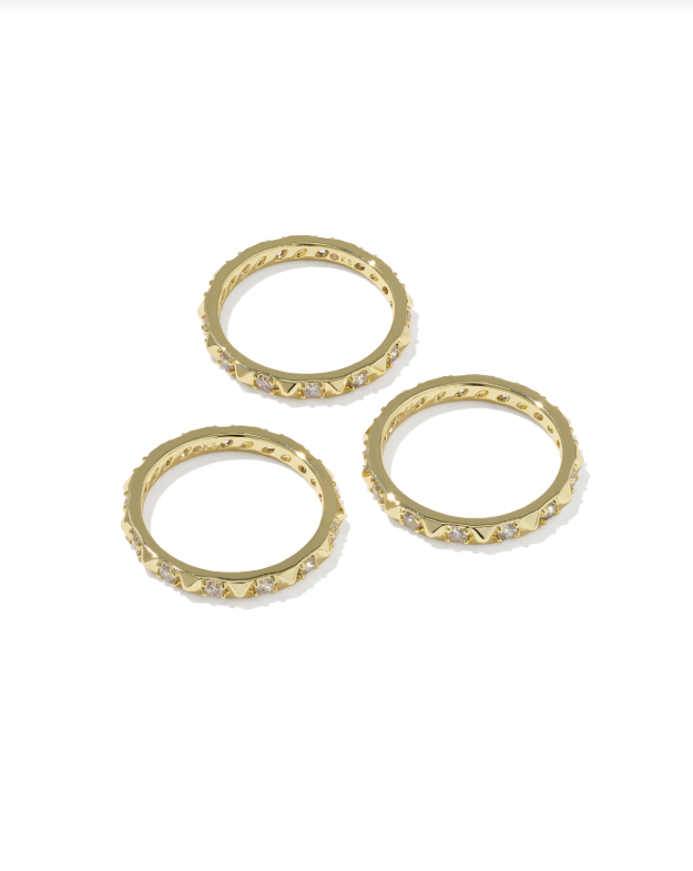 Kendra Scott: Gold Fate Sz 6 Ring Set of 3-White CZ-7- Jewelry-Kendra Scott Design-Usher & Co - Women's Boutique Located in Atoka, OK and Durant, OK