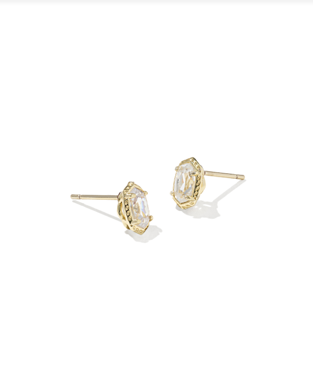 MINI ELLIE LUXE STUD EAR GOLD METAL WHITE CZ
