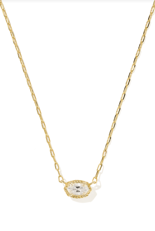 Kendra Scott: Mini Elisa Gold Luxe Pendant Necklace-White CZ-7- Jewelry-Kendra Scott-Usher & Co - Women's Boutique Located in Atoka, OK and Durant, OK
