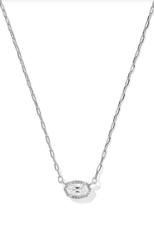 Kendra Scott: Mini Elisa Silver Luxe Pendant Necklace-White CZ-7- Jewelry-Kendra Scott-Usher & Co - Women's Boutique Located in Atoka, OK and Durant, OK
