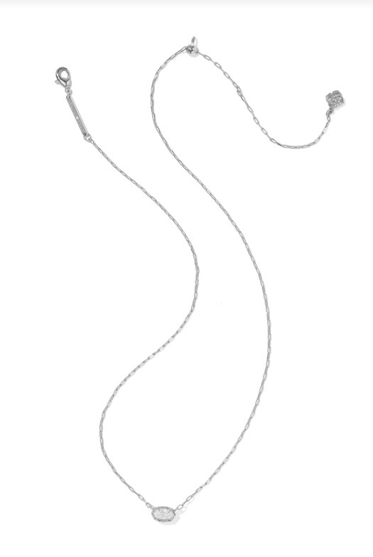 Kendra Scott: Mini Elisa Silver Luxe Pendant Necklace-White CZ-7- Jewelry-Kendra Scott-Usher & Co - Women's Boutique Located in Atoka, OK and Durant, OK