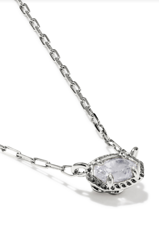 Kendra Scott: Mini Elisa Silver Luxe Pendant Necklace-White CZ-7- Jewelry-Kendra Scott-Usher & Co - Women's Boutique Located in Atoka, OK and Durant, OK