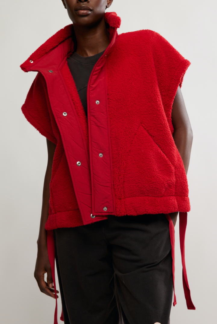 FP Movement: Scout It Out Fleece Vest-Cranberry-2- Tops Over-Free People Movement-Usher & Co - Women's Boutique Located in Atoka, OK and Durant, OK