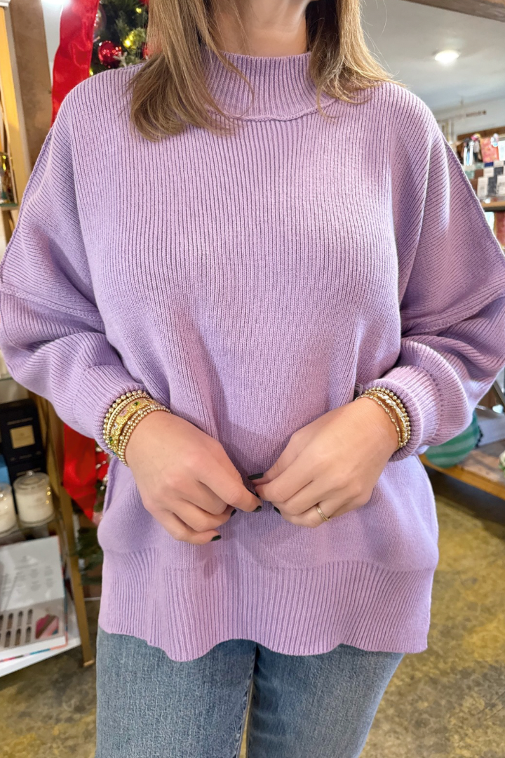 Dalia Oversized Sweater-Lavender-1- Tops-Zenana-Usher & Co - Women's Boutique Located in Atoka, OK and Durant, OK