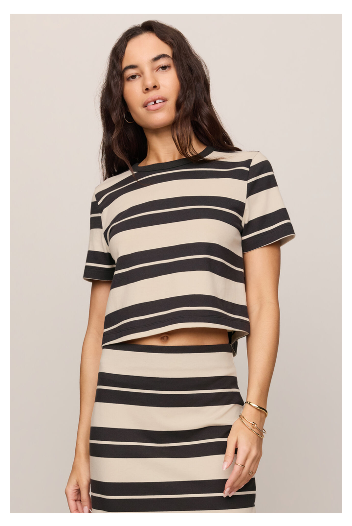Z Supply: Stellan Striped Tee - Ash Black-1- Tops-Z Supply-Usher & Co - Women's Boutique Located in Atoka, OK and Durant, OK