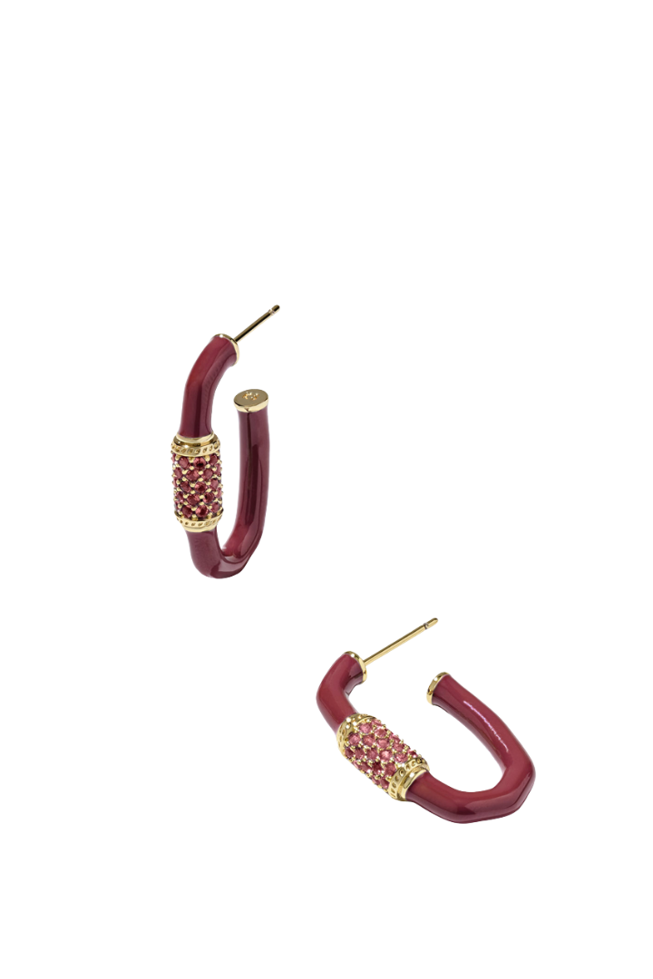 Kendra Scott: Emery Enamel Hoops-Gold Burgundy-7- Jewelry-Kendra Scott-Usher & Co - Women's Boutique Located in Atoka, OK and Durant, OK