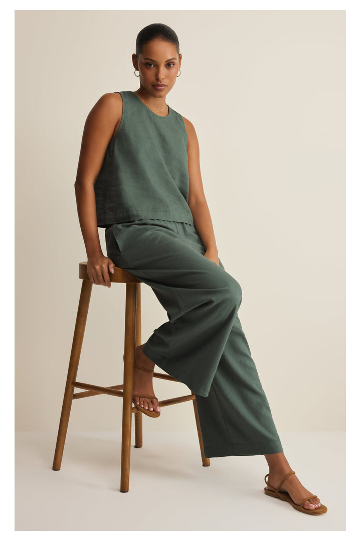 Z Supply: Scout Linen Pant - Everglade-4- Bottoms-Z Supply-Usher & Co - Women's Boutique Located in Atoka, OK and Durant, OK