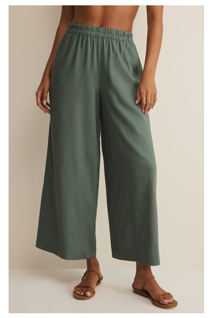 Z Supply: Scout Linen Pant - Everglade-4- Bottoms-Z Supply-Usher & Co - Women's Boutique Located in Atoka, OK and Durant, OK