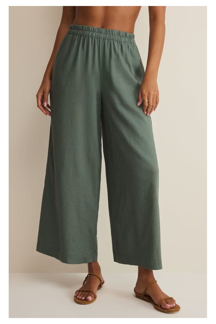 Z Supply: Scout Linen Pant - Everglade-4- Bottoms-Z Supply-Usher & Co - Women's Boutique Located in Atoka, OK and Durant, OK