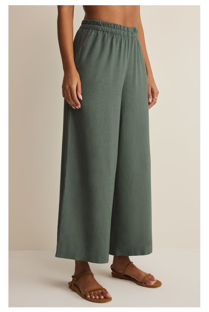 Z Supply: Scout Linen Pant - Everglade-4- Bottoms-Z Supply-Usher & Co - Women's Boutique Located in Atoka, OK and Durant, OK