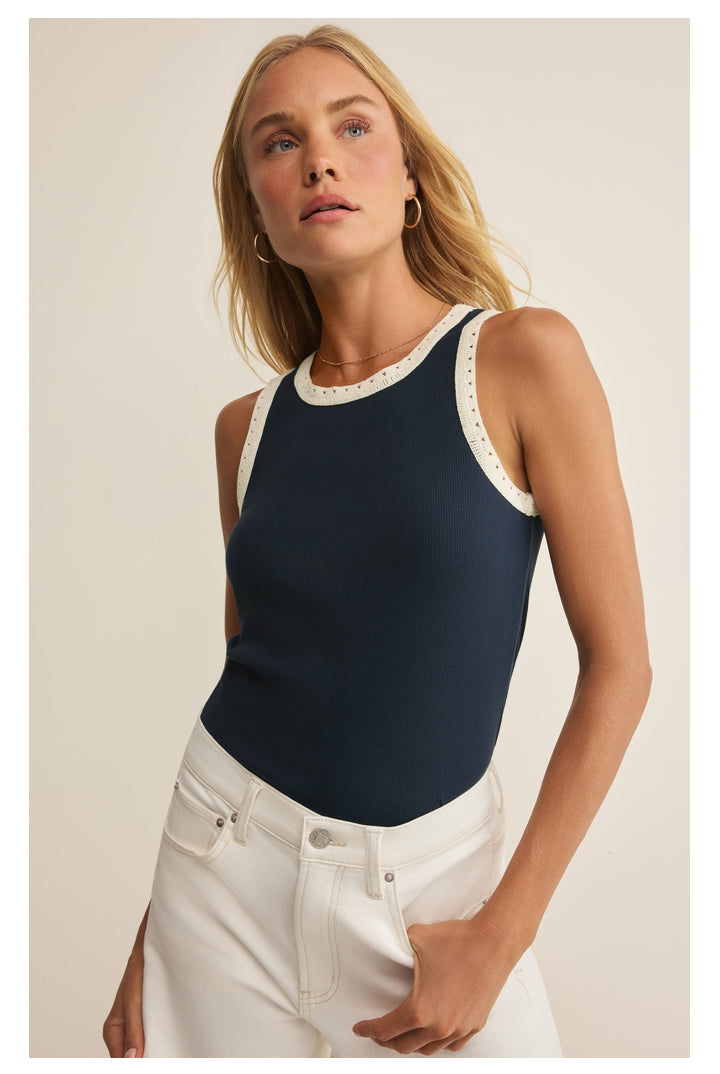 Z Supply: Clarke Rib Tank - Eclipse-1- Tops-Z Supply-Usher & Co - Women's Boutique Located in Atoka, OK and Durant, OK