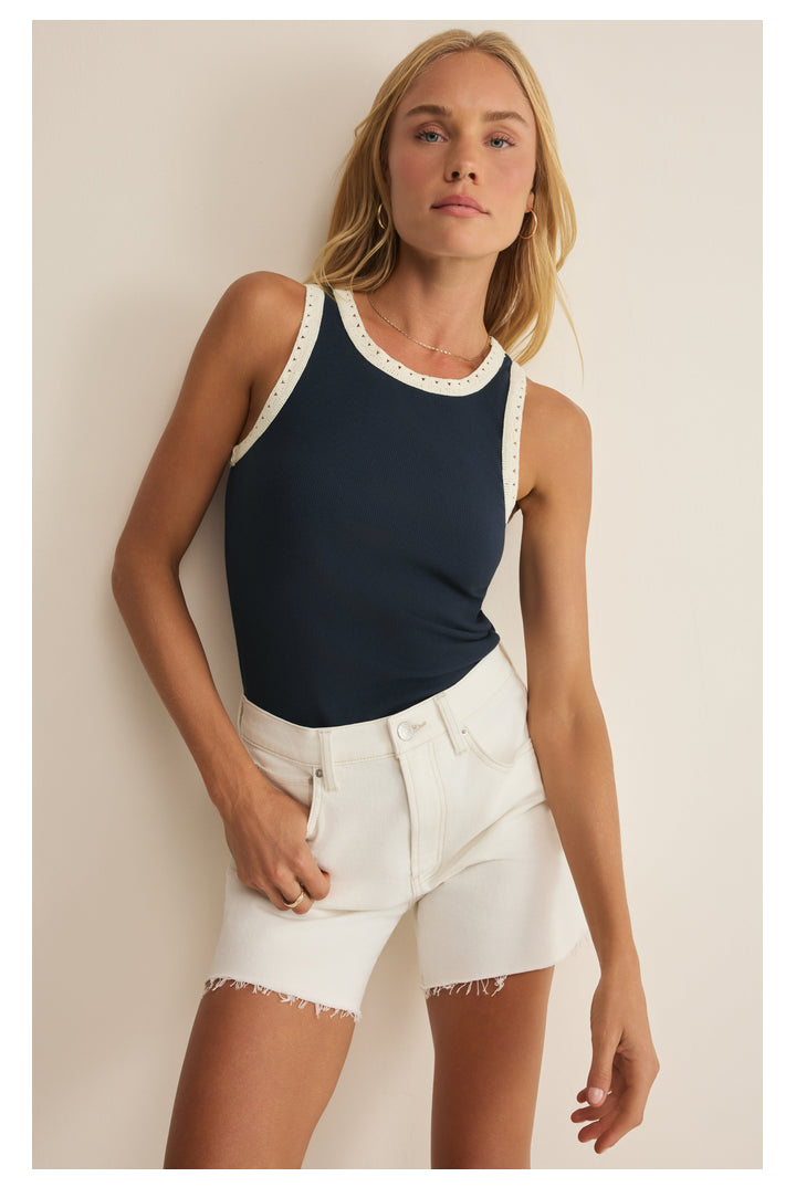Z Supply: Clarke Rib Tank - Eclipse-1- Tops-Z Supply-Usher & Co - Women's Boutique Located in Atoka, OK and Durant, OK