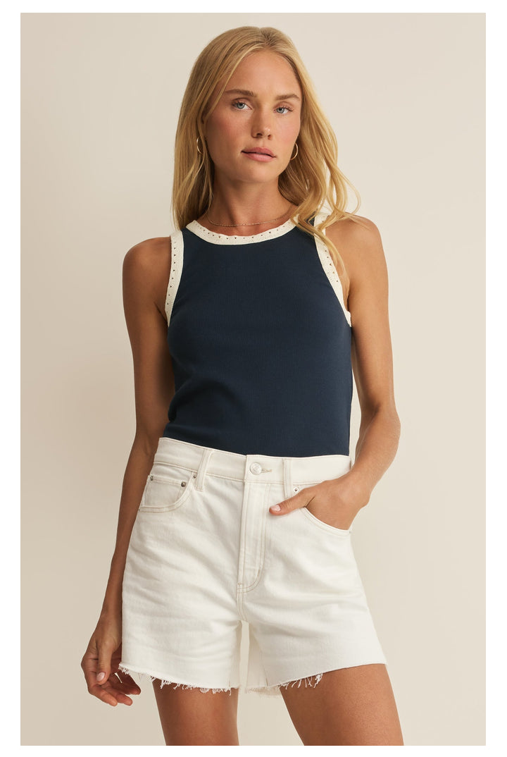 Z Supply: Clarke Rib Tank - Eclipse-1- Tops-Z Supply-Usher & Co - Women's Boutique Located in Atoka, OK and Durant, OK