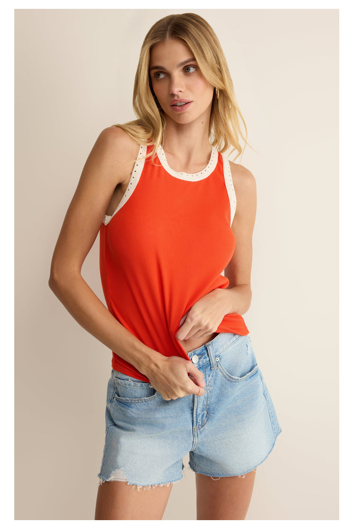 Z Supply: Clarke Rib Tank - Lychee-1- Tops-Z Supply-Usher & Co - Women's Boutique Located in Atoka, OK and Durant, OK