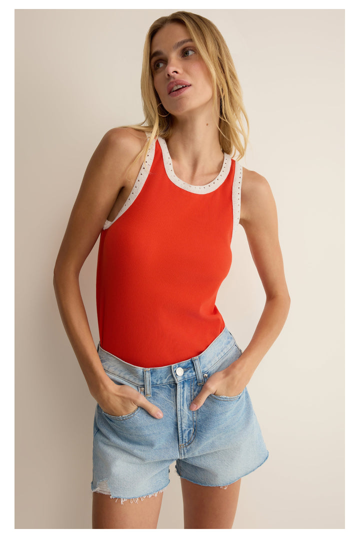 Z Supply: Clarke Rib Tank - Lychee-1- Tops-Z Supply-Usher & Co - Women's Boutique Located in Atoka, OK and Durant, OK