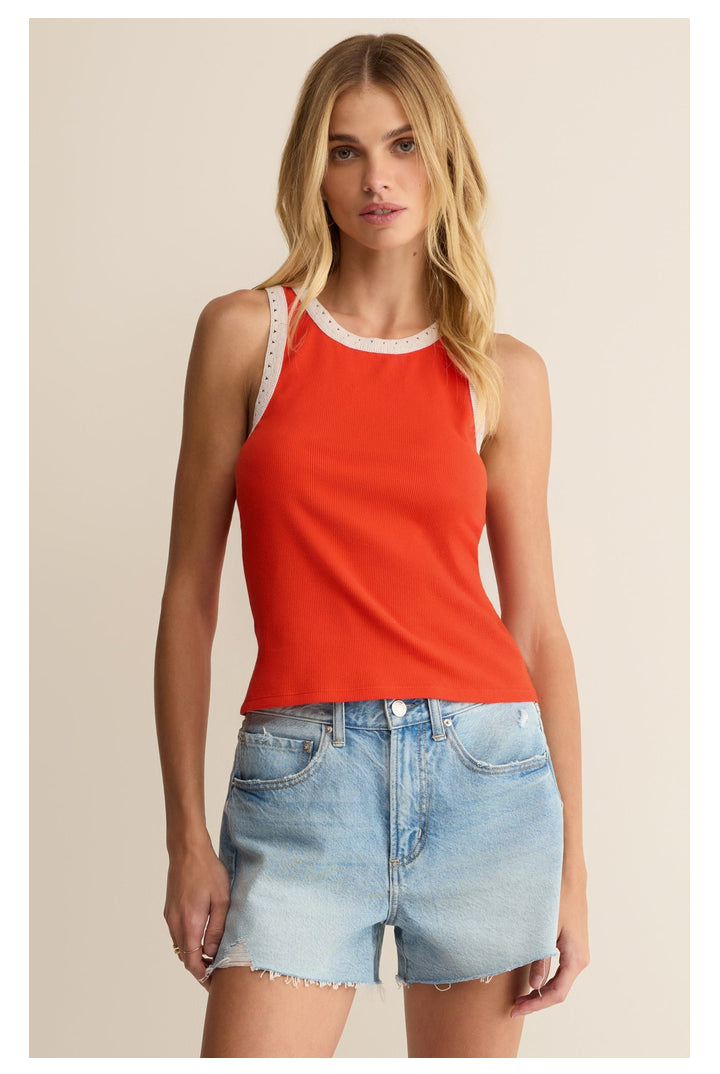 Z Supply: Clarke Rib Tank - Lychee-1- Tops-Z Supply-Usher & Co - Women's Boutique Located in Atoka, OK and Durant, OK
