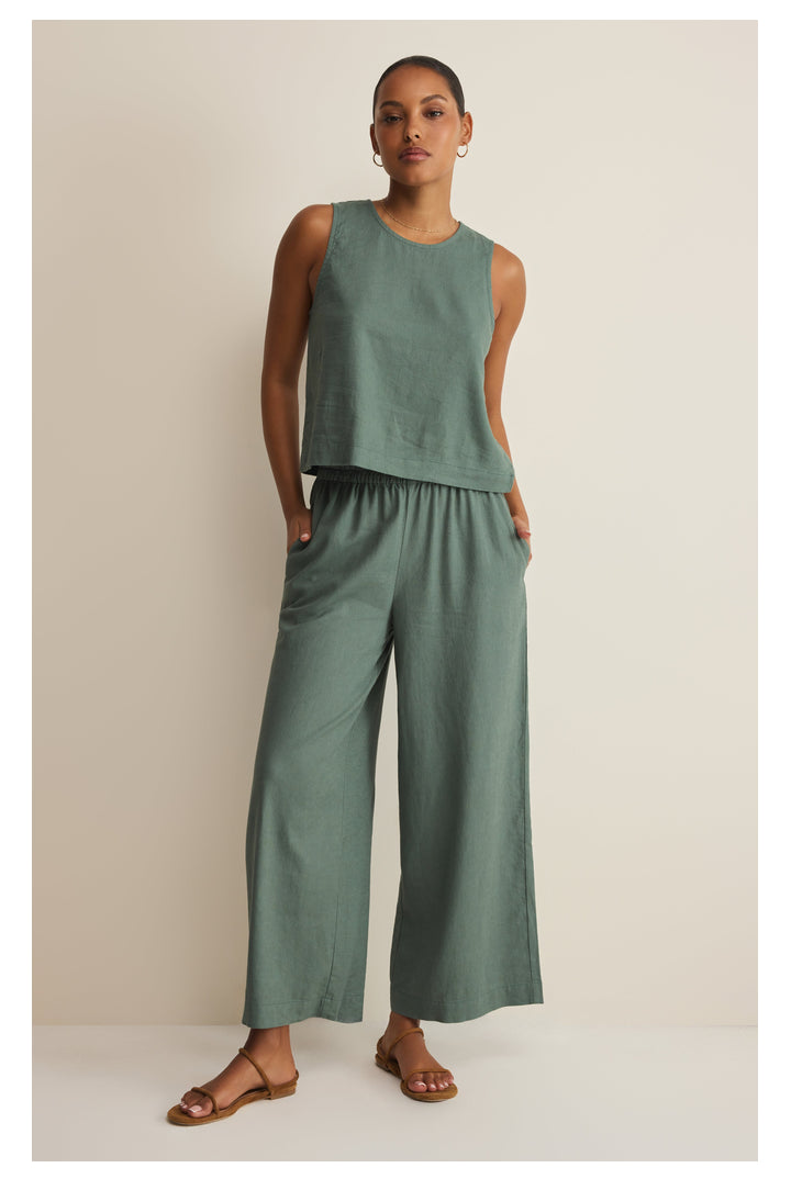 Z Supply: Sloane Linen Top - Everglade-1- Tops-Z Supply-Usher & Co - Women's Boutique Located in Atoka, OK and Durant, OK