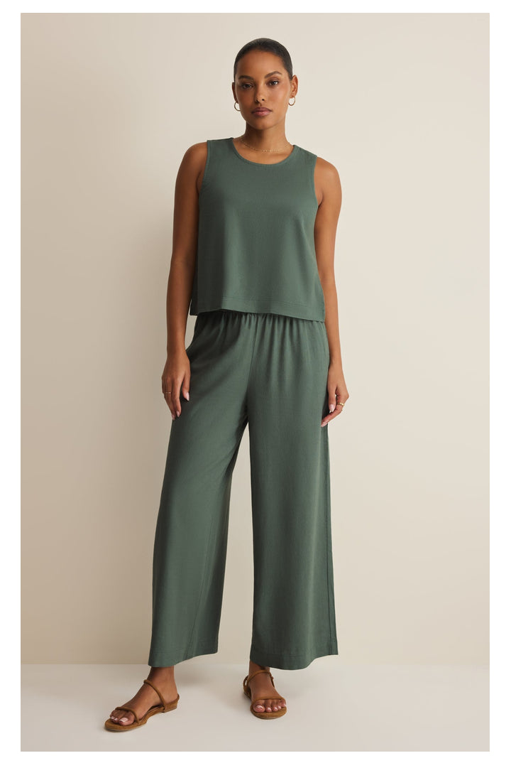 Z Supply: Sloane Linen Top - Everglade-1- Tops-Z Supply-Usher & Co - Women's Boutique Located in Atoka, OK and Durant, OK