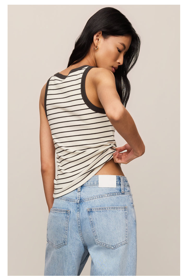 Z Supply: Rowe Striped Scoop Tank - Cloud-1- Tops-Z Supply-Usher & Co - Women's Boutique Located in Atoka, OK and Durant, OK
