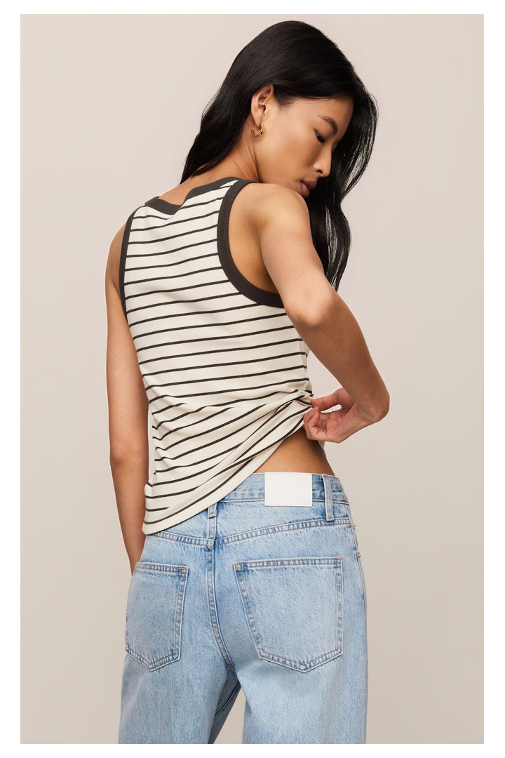 Z Supply: Rowe Striped Scoop Tank - Cloud-1- Tops-Z Supply-Usher & Co - Women's Boutique Located in Atoka, OK and Durant, OK