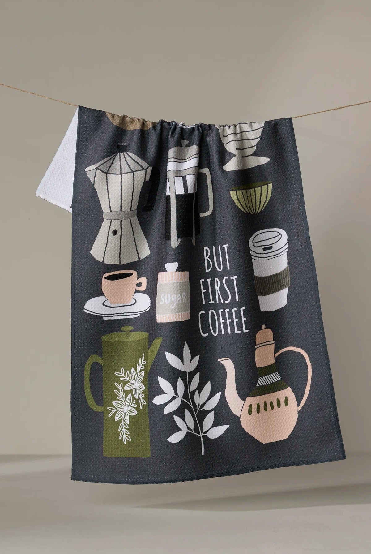 But First, Coffee Tea Towel-Kitchen Textiles-Geometry-Usher & Co - Women's Boutique Located in Atoka, OK and Durant, OK