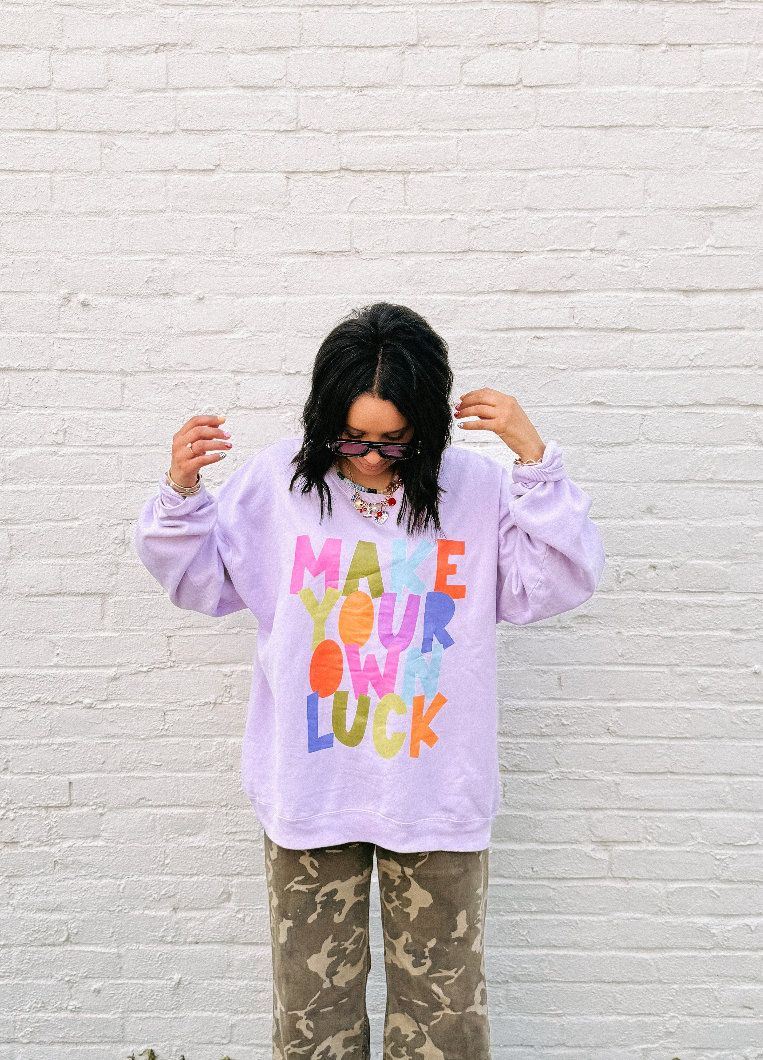 Make Your Own Luck Sweatshirt-1- Tops-Etta + East-Usher & Co - Women's Boutique Located in Atoka, OK and Durant, OK