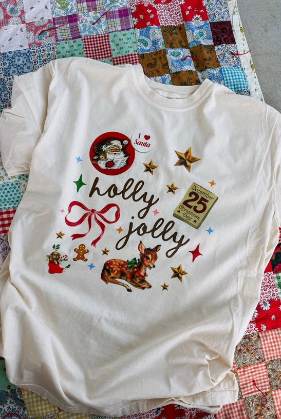 Holly Jolly T-Shirt-1- Tops-Etta + East-Usher & Co - Women's Boutique Located in Atoka, OK and Durant, OK