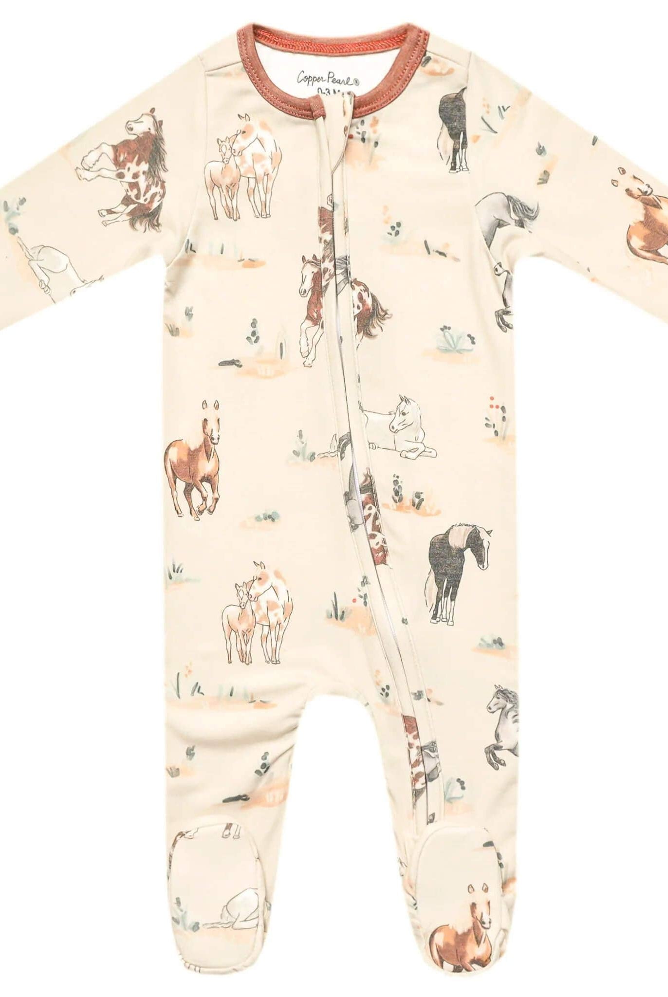 Copper Pearl: Zip-Up Footie Pajama - Montana-12- Baby/Kids/Men-Copper Pearl-Usher & Co - Women's Boutique Located in Atoka, OK and Durant, OK
