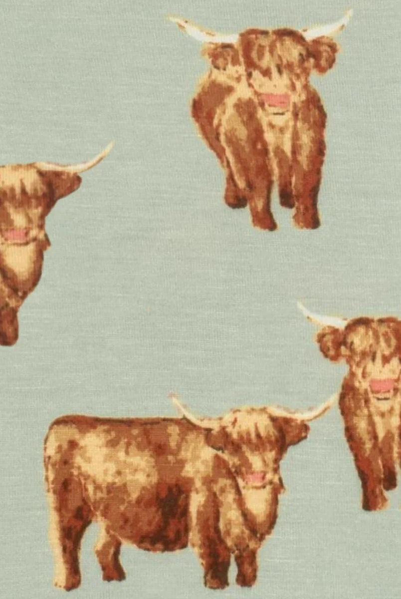 Bamboo Footed Romper-Highland Cow-12- Baby/Kids/Men-Milkbarn-Usher & Co - Women's Boutique Located in Atoka, OK and Durant, OK