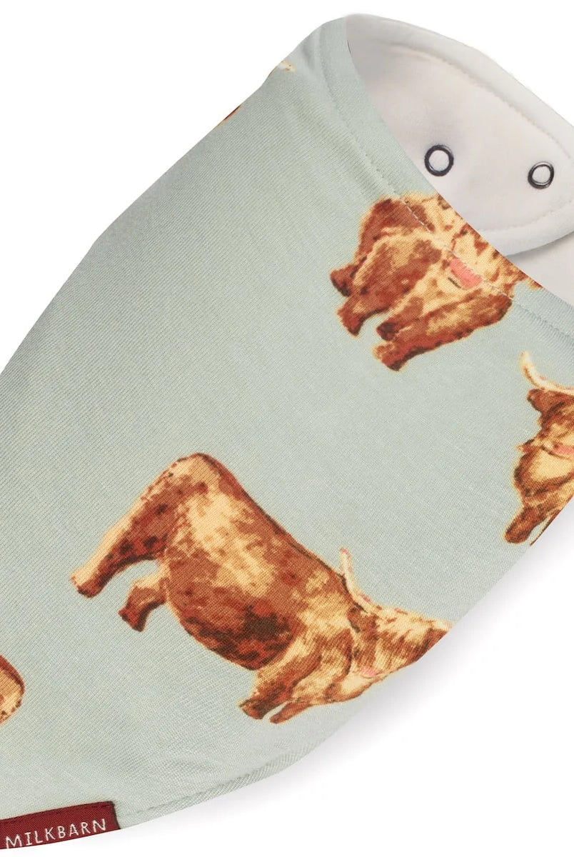 Bamboo Kerchief Bib-Highland Cow-12- Baby/Kids/Men-Milkbarn-Usher & Co - Women's Boutique Located in Atoka, OK and Durant, OK