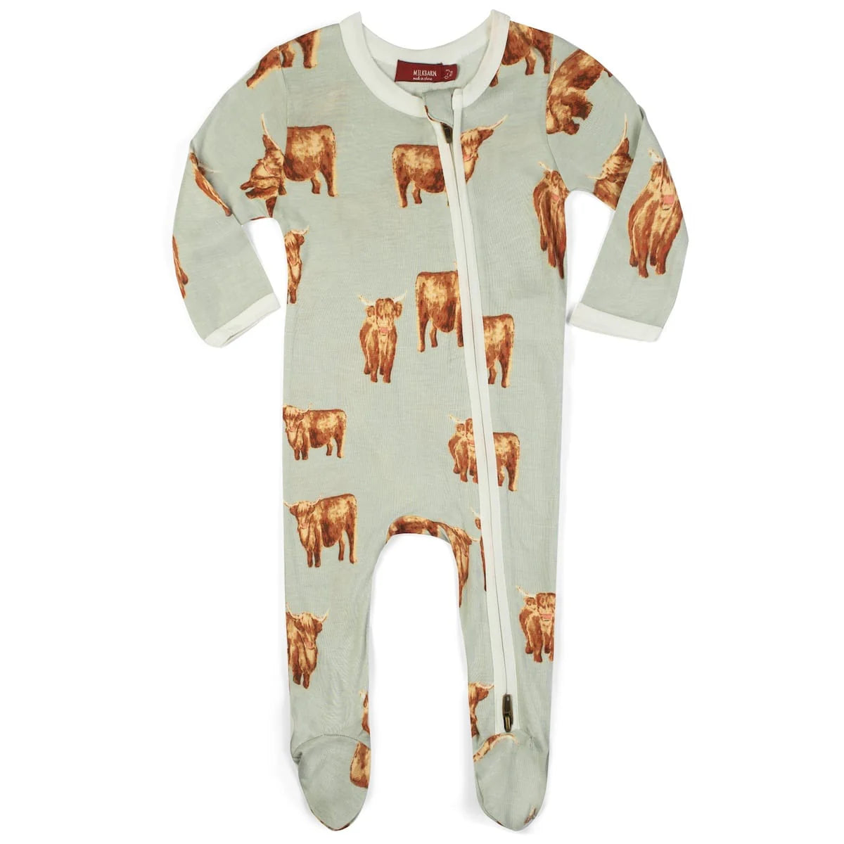 Bamboo Footed Romper-Highland Cow-12- Baby/Kids/Men-Milkbarn-Usher & Co - Women's Boutique Located in Atoka, OK and Durant, OK