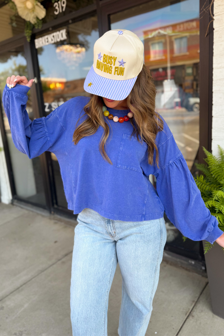Azura Top-Cobalt-1- Tops-HYFVE-Usher & Co - Women's Boutique Located in Atoka, OK and Durant, OK