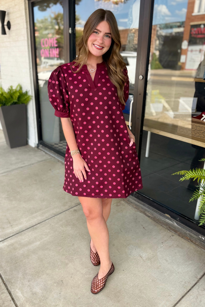 Brookie Polka Dot Dress-6- Dress/Romp/Jump-JODIFL-Usher & Co - Women's Boutique Located in Atoka, OK and Durant, OK
