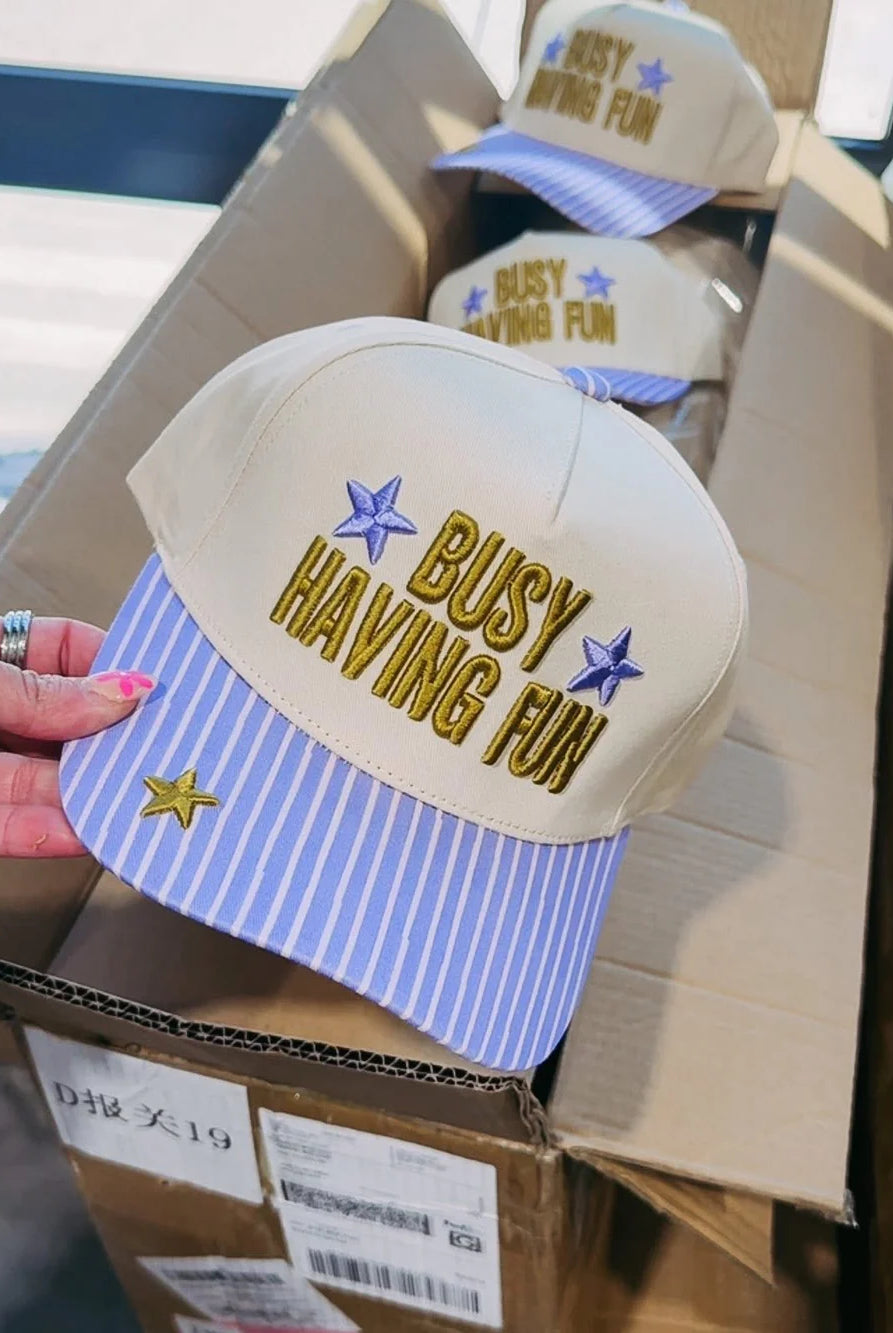 Busy Having Fun Trucker Hat-8- Accessory-Etta + East-Usher & Co - Women's Boutique Located in Atoka, OK and Durant, OK