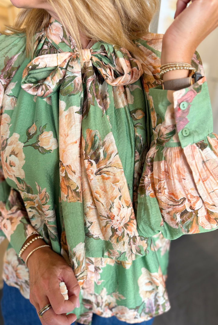 Chantilly Floral Top-1- Tops-Glam-Usher & Co - Women's Boutique Located in Atoka, OK and Durant, OK