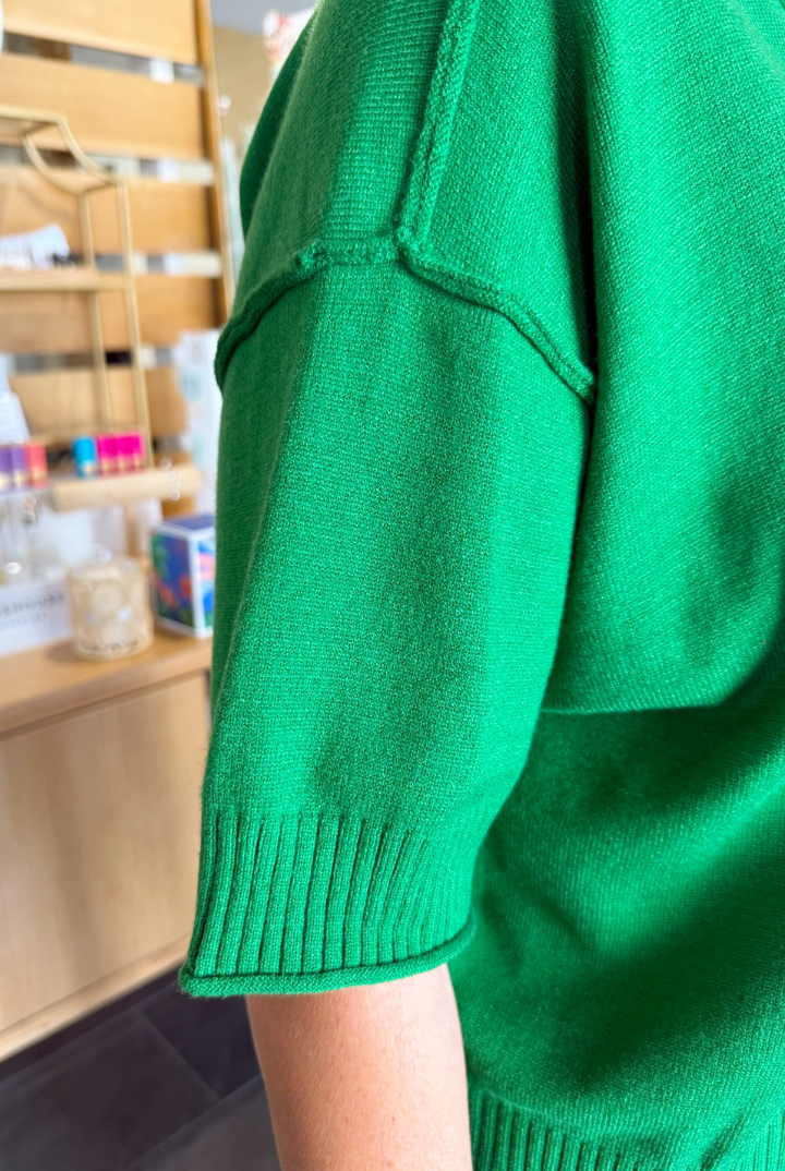 Chill Crewneck Sweater-Kelly Green-1- Tops-Glam-Usher & Co - Women's Boutique Located in Atoka, OK and Durant, OK