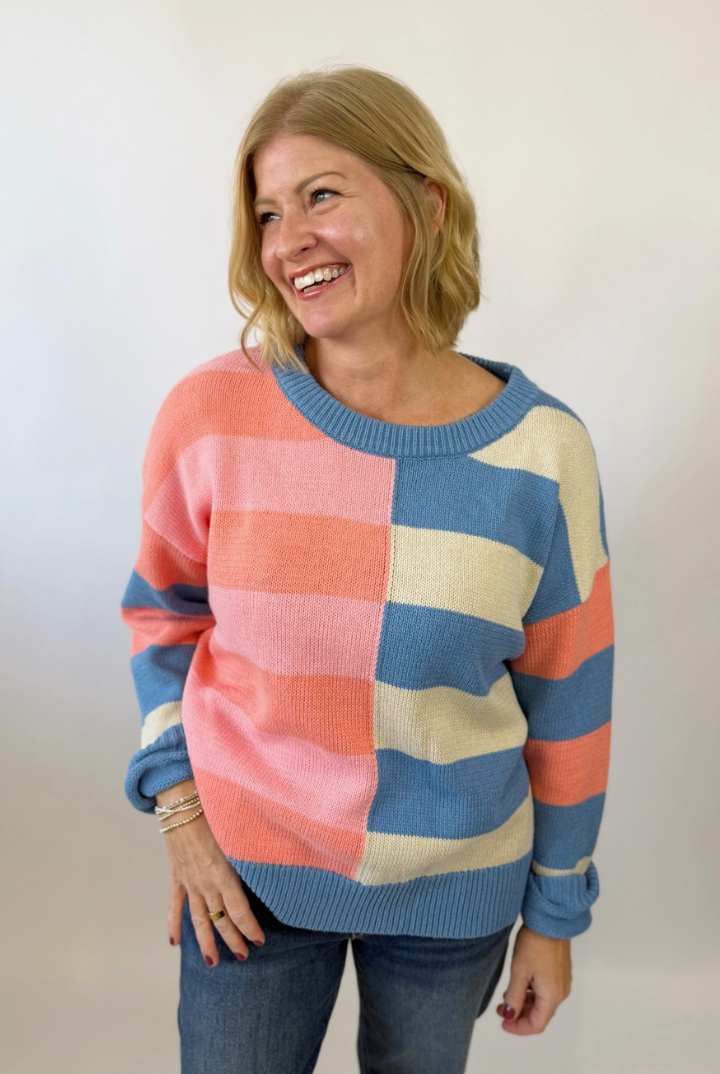 Split Personality Sweater-1- Tops-Cozy Co.-Usher & Co - Women's Boutique Located in Atoka, OK and Durant, OK